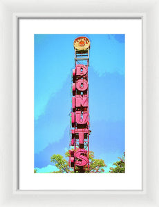 Giant Donuts Sign - Framed Print