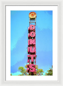 Giant Donuts Sign - Framed Print