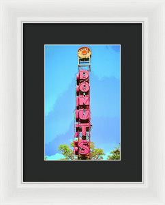 Giant Donuts Sign - Framed Print