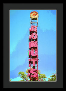 Giant Donuts Sign - Framed Print