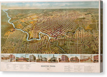 Load image into Gallery viewer, Old Map Of Houston 1891 - Canvas Print