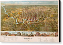 Load image into Gallery viewer, Old Map Of Houston 1891 - Canvas Print