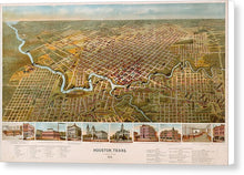 Load image into Gallery viewer, Old Map Of Houston 1891 - Canvas Print