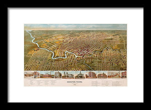 Old Map Of Houston 1891 - Framed Print