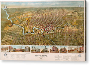 Old Map Of Houston 1891 - Acrylic Print