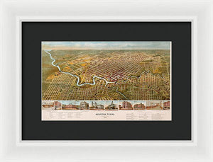 Old Map Of Houston 1891 - Framed Print