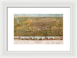 Old Map Of Houston 1891 - Framed Print