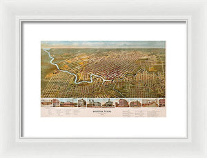 Old Map Of Houston 1891 - Framed Print