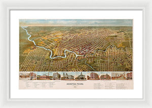 Old Map Of Houston 1891 - Framed Print