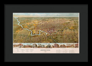 Old Map Of Houston 1891 - Framed Print