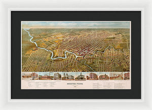 Old Map Of Houston 1891 - Framed Print