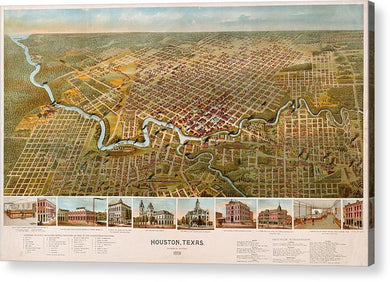 Old Map Of Houston 1891 - Acrylic Print