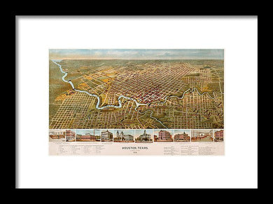 Old Map Of Houston 1891 - Framed Print