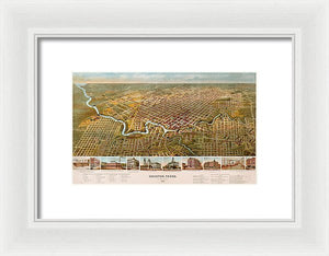 Old Map Of Houston 1891 - Framed Print