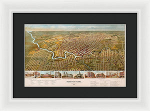 Old Map Of Houston 1891 - Framed Print