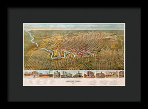 Old Map Of Houston 1891 - Framed Print