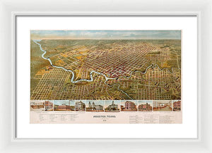 Old Map Of Houston 1891 - Framed Print