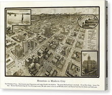 Load image into Gallery viewer, Old Map Of Houston - 1912 A Modern City - Canvas Print