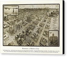 Load image into Gallery viewer, Old Map Of Houston - 1912 A Modern City - Canvas Print