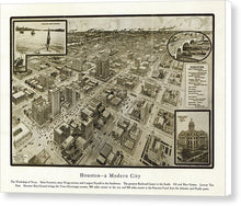 Load image into Gallery viewer, Old Map Of Houston - 1912 A Modern City - Canvas Print