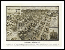 Load image into Gallery viewer, Old Map Of Houston - 1912 A Modern City - Framed Print