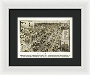 Old Map Of Houston - 1912 A Modern City - Framed Print