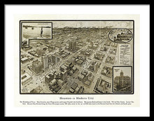 Load image into Gallery viewer, Old Map Of Houston - 1912 A Modern City - Framed Print