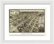 Load image into Gallery viewer, Old Map Of Houston - 1912 A Modern City - Framed Print