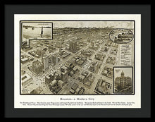 Load image into Gallery viewer, Old Map Of Houston - 1912 A Modern City - Framed Print