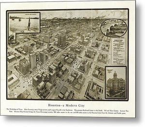 Houston - 1912 A Modern City - Metal Print