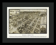 Load image into Gallery viewer, Old Map Of Houston - 1912 A Modern City - Framed Print