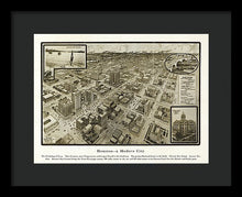 Load image into Gallery viewer, Old Map Of Houston - 1912 A Modern City - Framed Print