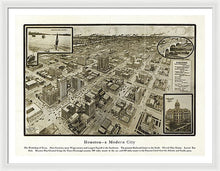 Load image into Gallery viewer, Old Map Of Houston - 1912 A Modern City - Framed Print