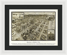 Load image into Gallery viewer, Old Map Of Houston - 1912 A Modern City - Framed Print