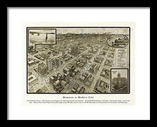 Load image into Gallery viewer, Old Map Of Houston - 1912 A Modern City - Framed Print