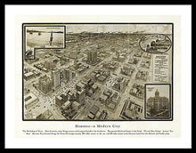 Load image into Gallery viewer, Old Map Of Houston - 1912 A Modern City - Framed Print