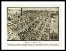 Load image into Gallery viewer, Old Map Of Houston - 1912 A Modern City - Framed Print