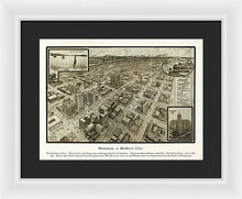 Load image into Gallery viewer, Old Map Of Houston - 1912 A Modern City - Framed Print