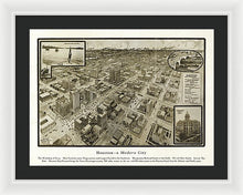 Load image into Gallery viewer, Old Map Of Houston - 1912 A Modern City - Framed Print