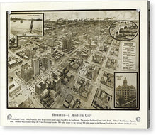 Load image into Gallery viewer, Old Map Of Houston - 1912 A Modern City - Acrylic Print