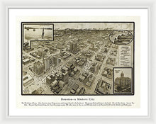 Load image into Gallery viewer, Old Map Of Houston - 1912 A Modern City - Framed Print