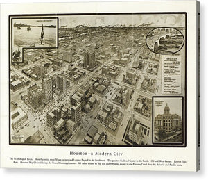 Old Map Of Houston - 1912 A Modern City - Acrylic Print