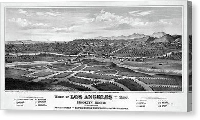 Old Map Of Los Angeles 1877 - Canvas Print