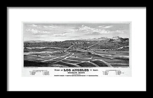 Old Map Of Los Angeles 1877 - Framed Print