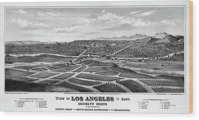 Old Map Of Los Angeles 1877 - Wood Print