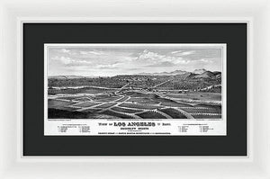 Old Map Of Los Angeles 1877 - Framed Print