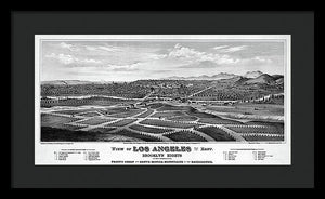 Old Map Of Los Angeles 1877 - Framed Print