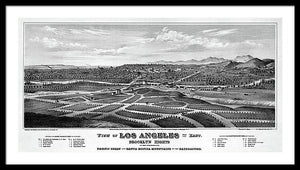 Old Map Of Los Angeles 1877 - Framed Print