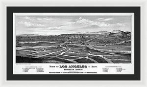 Old Map Of Los Angeles 1877 - Framed Print