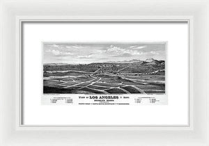 Old Map Of Los Angeles 1877 - Framed Print